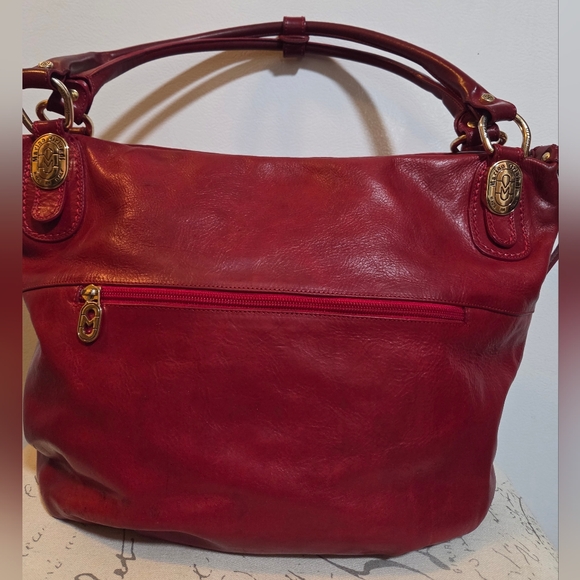 Marino Orlandi Red Leather Tote Bag - Picture 7 of 14